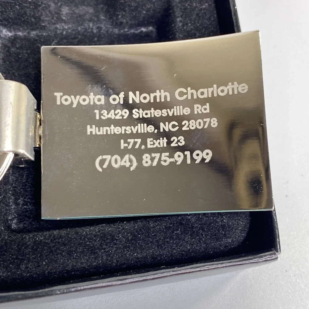 Toyota Metal Keychain Square Logo Red Emblem Etched North Charlotte‎ Dealer
